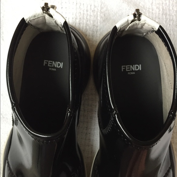 Fendi Ffluid Mid Top Glossy Sneakers Black Womens 9 US 39 EU New In Box Auth - Picture 6 of 13